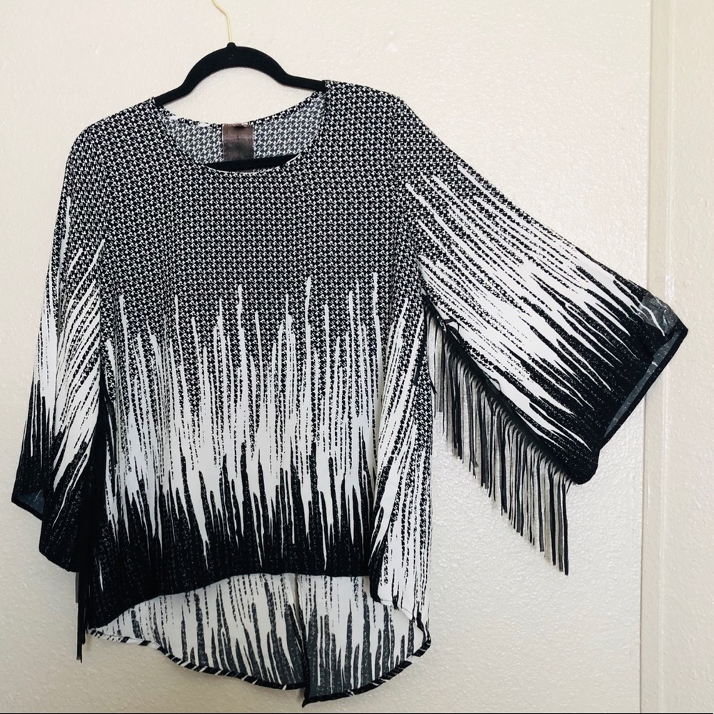 Moon Collection Fringed-sleeve Blouse
